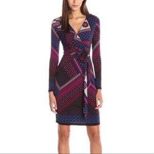 Adrianna Papell Printed Long-Sleeve Wrap Dress